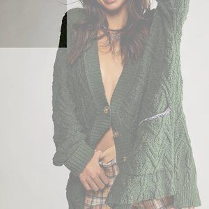 Free People Montana Cable Cardigan Aged Pine S NWT